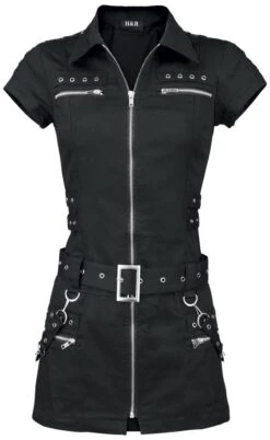 "Black Zip Dress" Kurzes Kleid Schwarz Von H&R London
