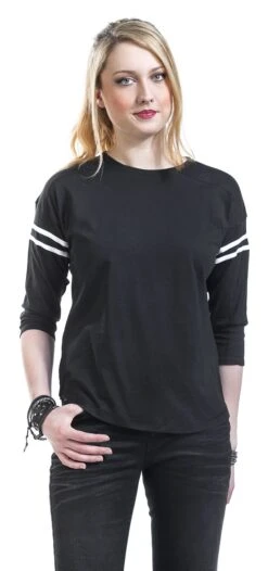 "Ladies Sleeve Striped L/S Tee" Langarmshirt Schwarz/weiß Von Urban Classics -Forbunrs Geschaft 293517wa emp