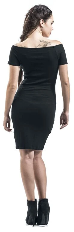 "Ladies Off Shoulder Rib Dress" Kurzes Kleid Schwarz Von Urban Classics -Forbunrs Geschaft 343852wb emp