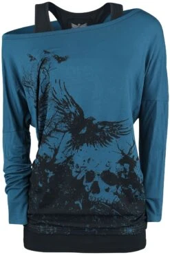 "Busting Loose" Langarmshirt Schwarz/blau Von Black Premium By EMP