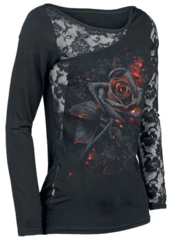 "Burnt Rose" Langarmshirt Schwarz Von Spiral -Forbunrs Geschaft 359694c emp