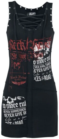 "Stay A Little Longer" Kurzes Kleid Schwarz Von Rock Rebel By EMP