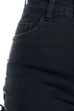 "Ladies Highwaist Denim Lace Up Short" Hotpant Schwarz Von Urban Classics -Forbunrs Geschaft 371913d