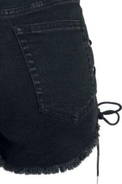 "Ladies Highwaist Denim Lace Up Short" Hotpant Schwarz Von Urban Classics -Forbunrs Geschaft 371913d2