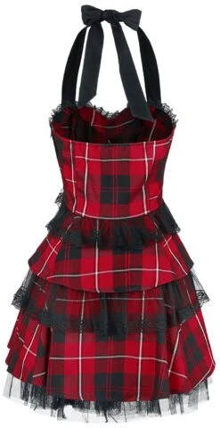 "Red Tartan Gothic Dress" Kurzes Kleid Schwarz/rot Von H&R London -Forbunrs Geschaft 375149b