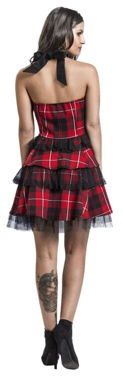 "Red Tartan Gothic Dress" Kurzes Kleid Schwarz/rot Von H&R London -Forbunrs Geschaft 375149wb