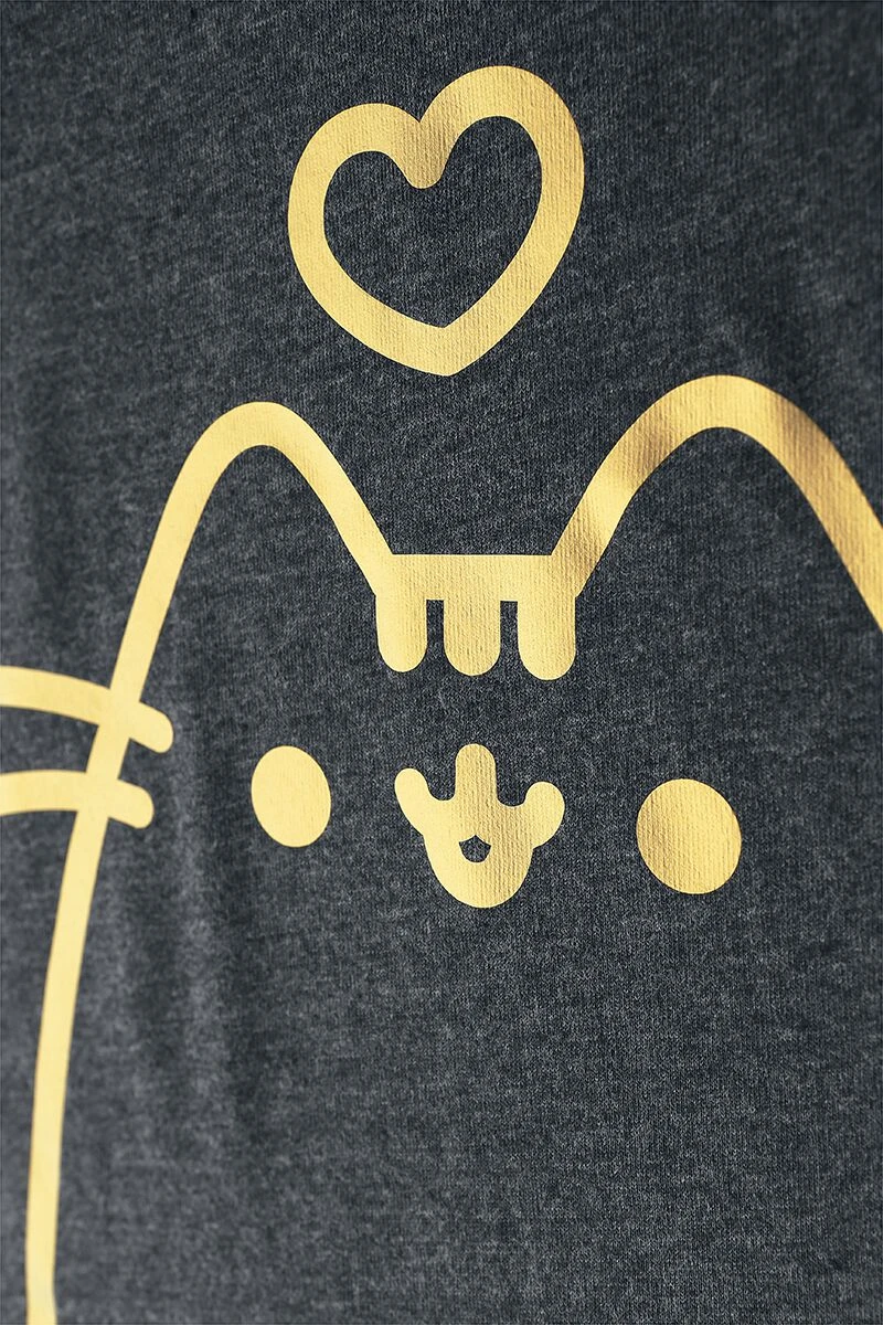 "Golden Pusheen" T-Shirt Charcoal Meliert Von Pusheen 5 "Golden Pusheen" T-Shirt Charcoal Meliert Von Pusheen – Bild 3