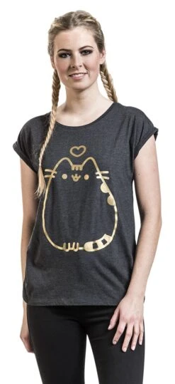 "Golden Pusheen" T-Shirt Charcoal Meliert Von Pusheen 10 "Golden Pusheen" T-Shirt Charcoal Meliert Von Pusheen -Forbunrs Geschaft 379470wa