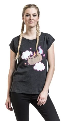 "Pusheenicorn Clouds" T-Shirt Charcoal Meliert Von Pusheen -Forbunrs Geschaft 379473wa