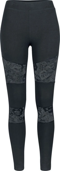 "Ladies Lace Inset Leggings" Leggings Schwarz Von Urban Classics