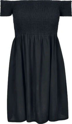 "Ladies Smoked Off Shoulder Dress" Kurzes Kleid Schwarz Von Urban Classics
