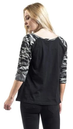 "Ladies 3/4 Contrast Raglan Tee" Langarmshirt Schwarz/darkcamo Von RED By EMP -Forbunrs Geschaft 392339wb