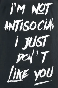 "Not Antisocial" Top Schwarz Von Sprüche -Forbunrs Geschaft 392397d