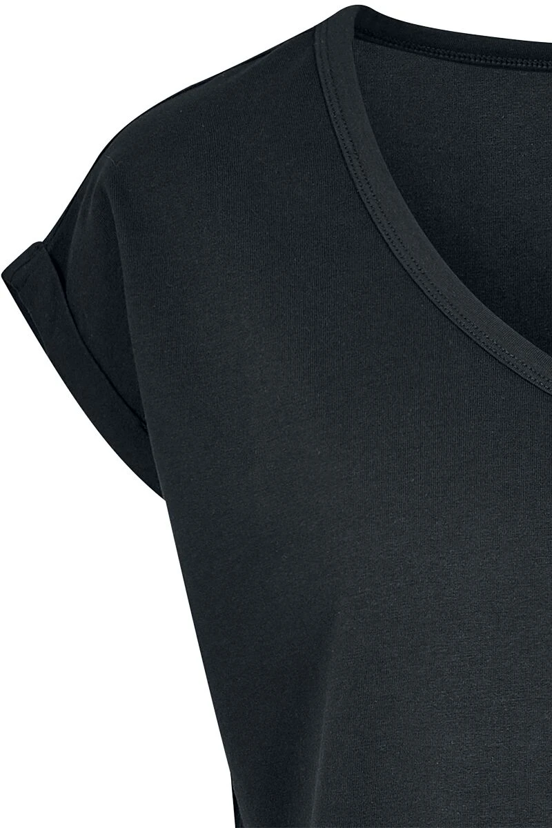 "Ladies Round V-Neck Extended Shoulder Tee" T-Shirt Schwarz Von Urban Classics 5 "Ladies Round V-Neck Extended Shoulder Tee" T-Shirt Schwarz Von Urban Classics – Bild 3