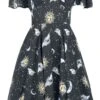 "Solaris Dress" Mittellanges Kleid Schwarz Von Hell Bunny -Forbunrs Geschaft 444118a