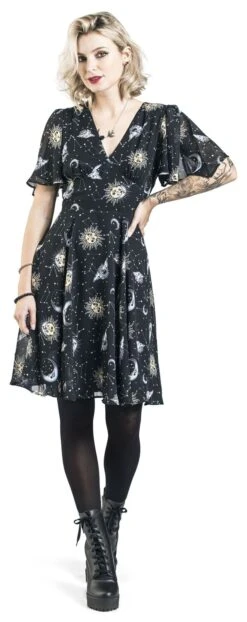 "Solaris Dress" Mittellanges Kleid Schwarz Von Hell Bunny -Forbunrs Geschaft 444118wa
