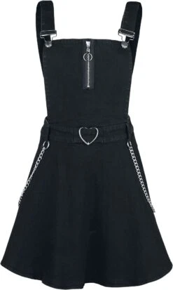 "Love Me Right Dungeree Style Dress" Kurzes Kleid Schwarz Von Jawbreaker