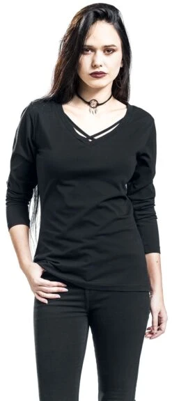 "Langarmshirt Mit Zierbändern" Langarmshirt Schwarz Von Black Premium By EMP -Forbunrs Geschaft 459419wa