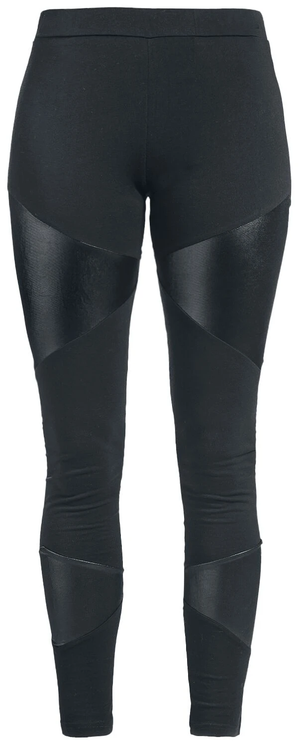 "Schwarze Leggings Mit Kunstledereinsätzen" Leggings Schwarz Von Black Premium By EMP 3 "Schwarze Leggings Mit Kunstledereinsätzen" Leggings Schwarz Von Black Premium By EMP