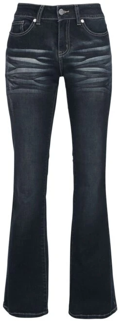 "Grace - Dunkelblaue Jeans Mit Waschung Und Schlag" Jeans Dunkelblau Von Black Premium By EMP