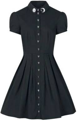 "Button Heart" Mittellanges Kleid Schwarz Von Hell Bunny
