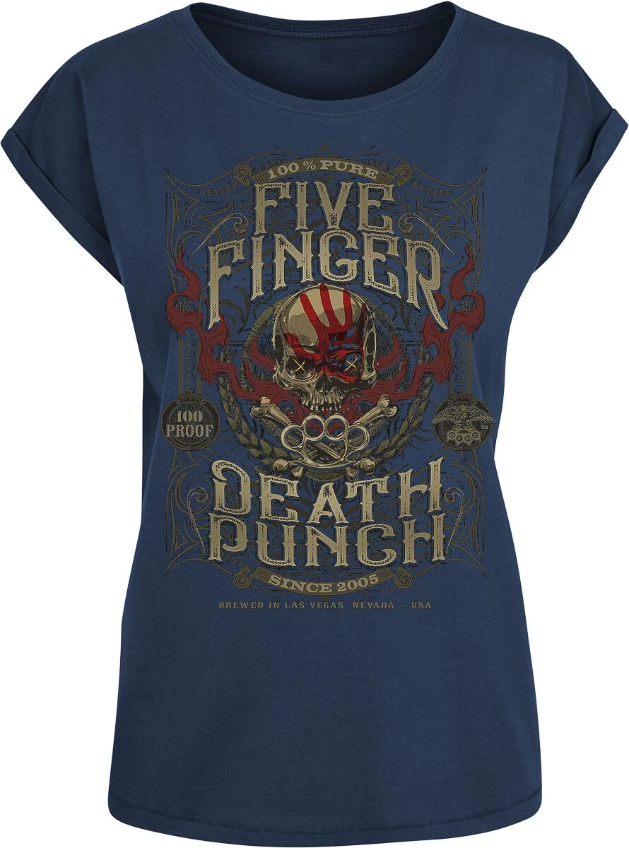 "100 Proof" T-Shirt Navy Von Five Finger Death Punch 3 "100 Proof" T-Shirt Navy Von Five Finger Death Punch