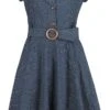 "Spot Perfection Fit & Flare Dress" Mittellanges Kleid Navy Von Banned Retro -Forbunrs Geschaft 480383a