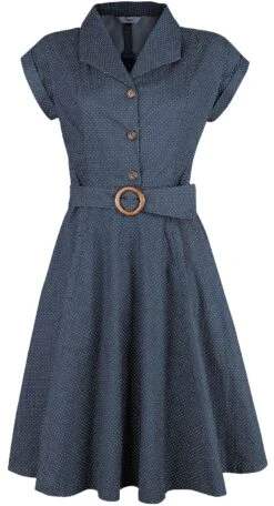 "Spot Perfection Fit & Flare Dress" Mittellanges Kleid Navy Von Banned Retro