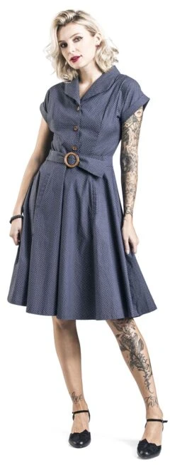 "Spot Perfection Fit & Flare Dress" Mittellanges Kleid Navy Von Banned Retro -Forbunrs Geschaft 480383wa