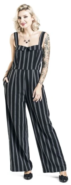 "Sailor Stripe Jumpsuit" Jumpsuit Schwarz/grau Von Banned Retro 10 "Sailor Stripe Jumpsuit" Jumpsuit Schwarz/grau Von Banned Retro -Forbunrs Geschaft 480398wa