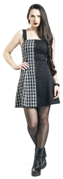 "Death Check Dress" Kurzes Kleid Schwarz/blau Von Banned Alternative -Forbunrs Geschaft 480615wa