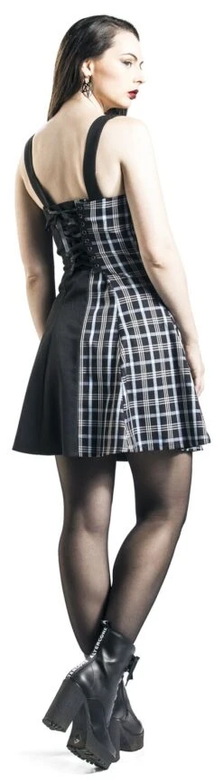 "Death Check Dress" Kurzes Kleid Schwarz/blau Von Banned Alternative -Forbunrs Geschaft 480615wb