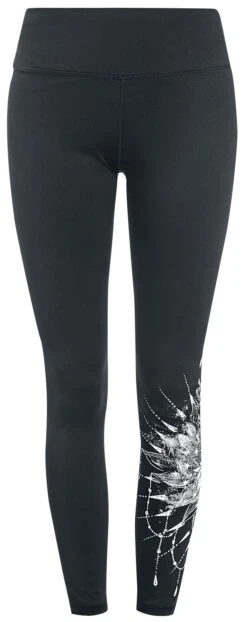 "Sport Und Yoga - Schwarze Leggings Mit Detailreichem Print" Leggings Schwarz Von EMP