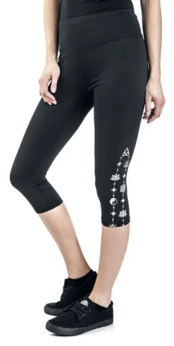 "Sport Und Yoga - Schwarze 3/4 Leggings Mit Seitlichem Print" Leggings Schwarz Von EMP -Forbunrs Geschaft 483082wa2