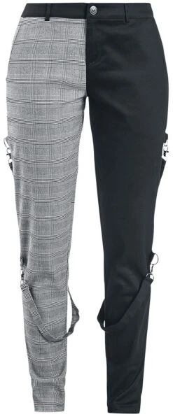 "Houndstooth Check Half And Half Bondage Trouser" Stoffhose Schwarz/grau Von Jawbreaker