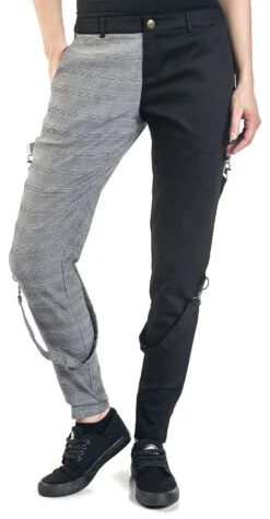 "Houndstooth Check Half And Half Bondage Trouser" Stoffhose Schwarz/grau Von Jawbreaker -Forbunrs Geschaft 483257wa