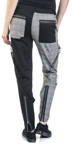 "Houndstooth Check Half And Half Bondage Trouser" Stoffhose Schwarz/grau Von Jawbreaker -Forbunrs Geschaft 483257wb
