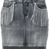 "Grauer Jeansrock Mit Strasssteinketten" Kurzer Rock Grau Von Rock Rebel By EMP