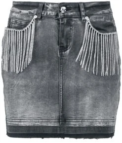 "Grauer Jeansrock Mit Strasssteinketten" Kurzer Rock Grau Von Rock Rebel By EMP