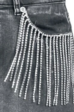 "Grauer Jeansrock Mit Strasssteinketten" Kurzer Rock Grau Von Rock Rebel By EMP -Forbunrs Geschaft 485614d