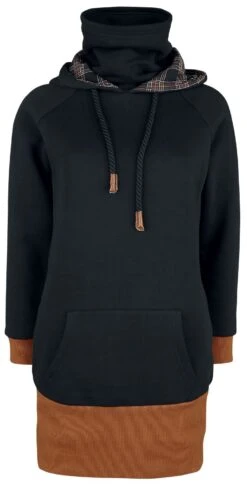 "Sweatkleid Mit Braunem Saum" Kurzes Kleid Schwarz Von RED By EMP