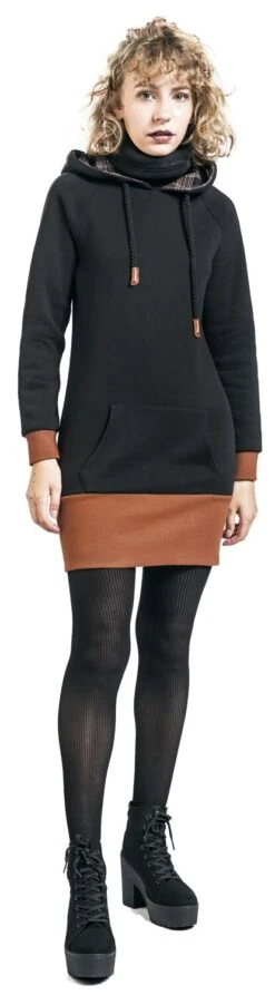 "Sweatkleid Mit Braunem Saum" Kurzes Kleid Schwarz Von RED By EMP -Forbunrs Geschaft 492027wa