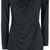 "Schwarzes Langarmshirt Mit Wasserfallausschnitt" Langarmshirt Schwarz Von Black Premium By EMP