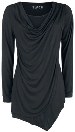 "Schwarzes Langarmshirt Mit Wasserfallausschnitt" Langarmshirt Schwarz Von Black Premium By EMP
