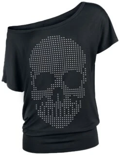 "T-Shirt Mit Skull Aus Steinchen" T-Shirt Schwarz Von Full Volume By EMP