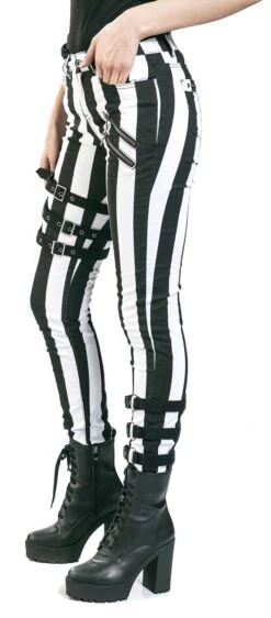 "Schwarz- Weiße Skinny Jeans Mit Reißverschlüssen Und Schnallen" Jeans Schwarz/weiß Von Gothicana By EMP -Forbunrs Geschaft 493699wa2