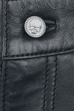 "Lederhose Mit Patches Und Reißverschluss Details" Lederhose Schwarz/rot Von Rock Rebel By EMP -Forbunrs Geschaft 493783d