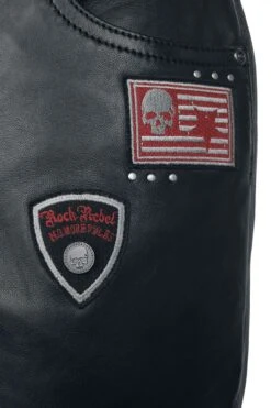"Lederhose Mit Patches Und Reißverschluss Details" Lederhose Schwarz/rot Von Rock Rebel By EMP -Forbunrs Geschaft 493783d2