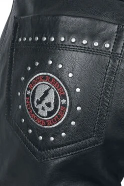 "Lederhose Mit Patches Und Reißverschluss Details" Lederhose Schwarz/rot Von Rock Rebel By EMP -Forbunrs Geschaft 493783d4