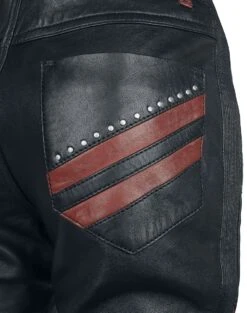 "Lederhose Mit Patches Und Reißverschluss Details" Lederhose Schwarz/rot Von Rock Rebel By EMP -Forbunrs Geschaft 493783d5